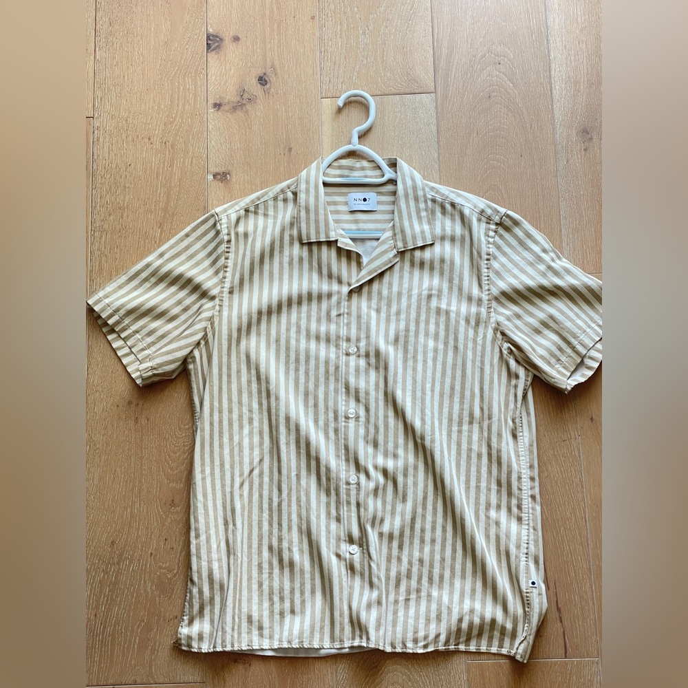 NN07 Cream Brown Striped Button Down Shirt XL